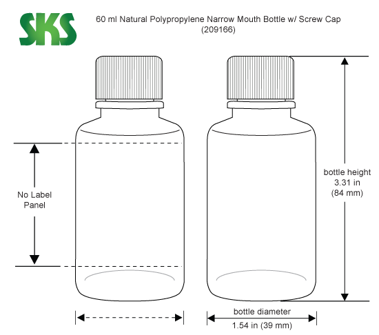 SKS Science Products - Lab Bottles, Leak Proof, Natural Polypro Wide Mouth  Water Bottles w/ Plastic Caps