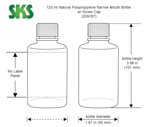 SKS Science Products - Color Coded Polypropylene Caps for Leak Proof Narrow  Mouth Water Bottles