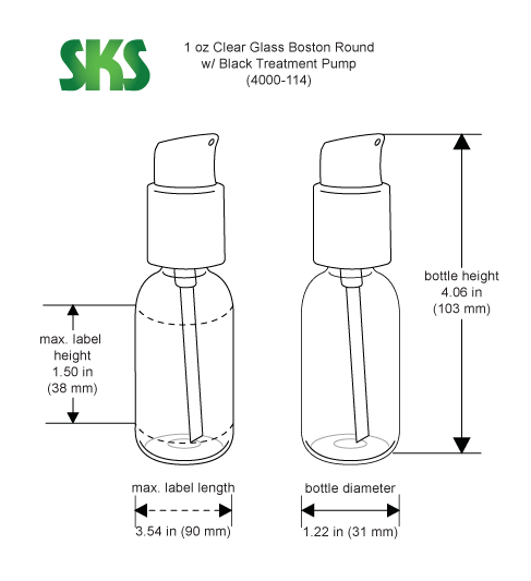 85 mL (3 oz) Boston Round Clear Glass Bottle 22-400