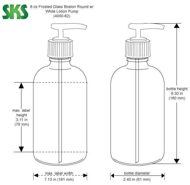 8 oz Clear Glass Boston Round Bottles (Cap Not Included) - 4699B09-BCLR