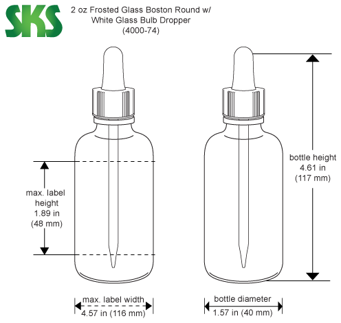 1 oz Frosted Glass Bottle with White Dropper