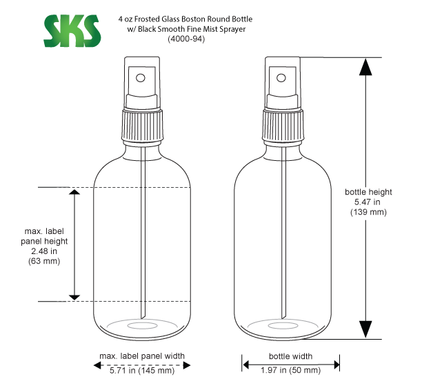 4 oz. Frosted Glass Boston Round Bottle (24-400 Neck Size) - AromaTools®