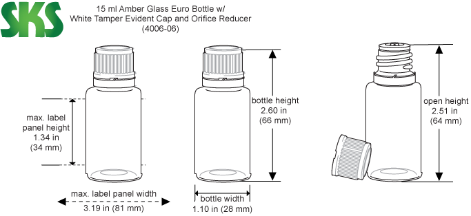 15 ml Glass Bottles with Interchangeable Caps - 30017 - 30018