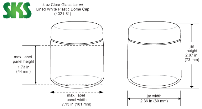 Clear Straight-Sided Glass Jars - 4 oz, White Metal Cap S-17982M-W