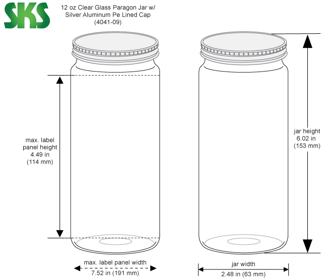 Paragon Glass Jar 1 lb (454 g) - 12 Pack