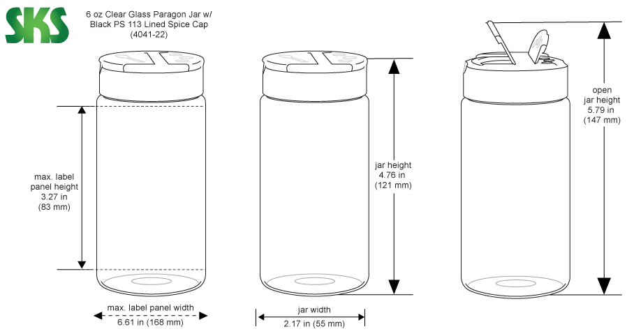 4 oz Clear Glass Paragon Spice Jars 48-400 (Cap Not Included) - 12/Case, Clear Type III BPA Free 48-400