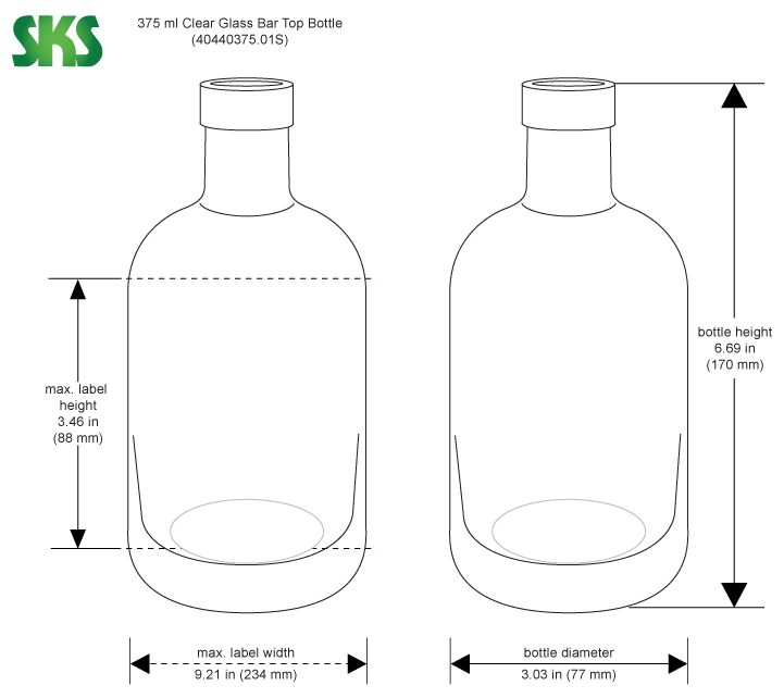 750 ml Clear Glass Nocturne Nordic Liquor Bottle 21.5mm Cork Top Finish  (Case Qty: 12)