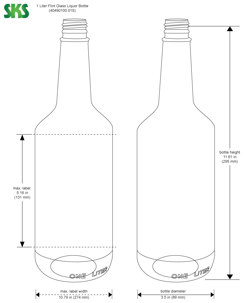 Spirit Bottles - 1 Liter Glass Bottle