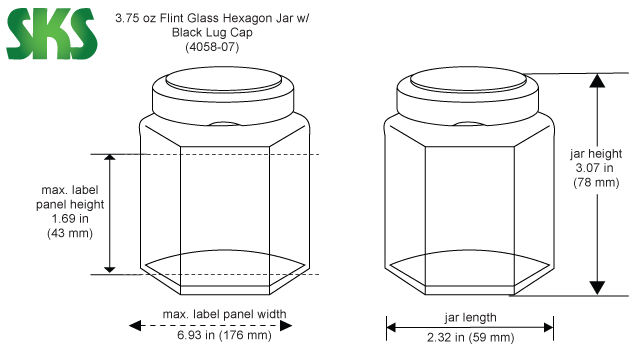 9.8 oz Glass Jars, Clear Glass Square Jars w/ Black Metal Lug Caps