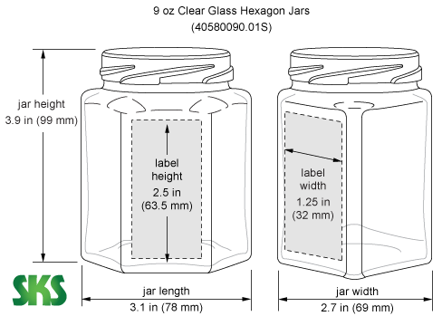 1 1/2 oz Clear Glass Hexagon Jars (Bulk), Caps NOT Included