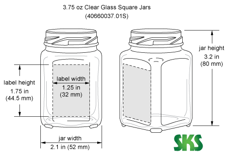 53mm Straight Sided Clear 3.75oz Glass Cannabis Jar 32/Box