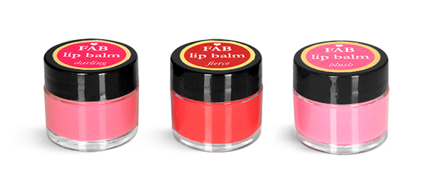 Clear Polystyrene Jars w/ Black Smooth Plastic Flat Caps