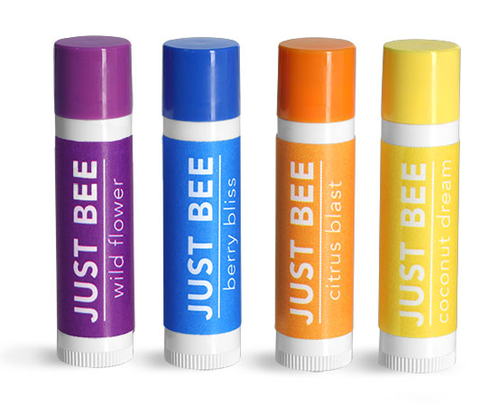 White Lip Balm Tubes w/ Assorted Color Caps 