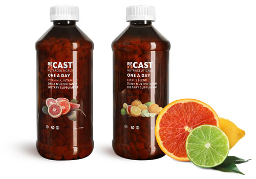 Amber Plastic Multivitamin Bottles