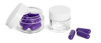 Clear Styrene Jars w/ Smooth White Lined Caps