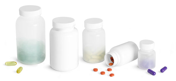 White & Natural HDPE Pharmaceutical Rounds w/ White Lined Caps