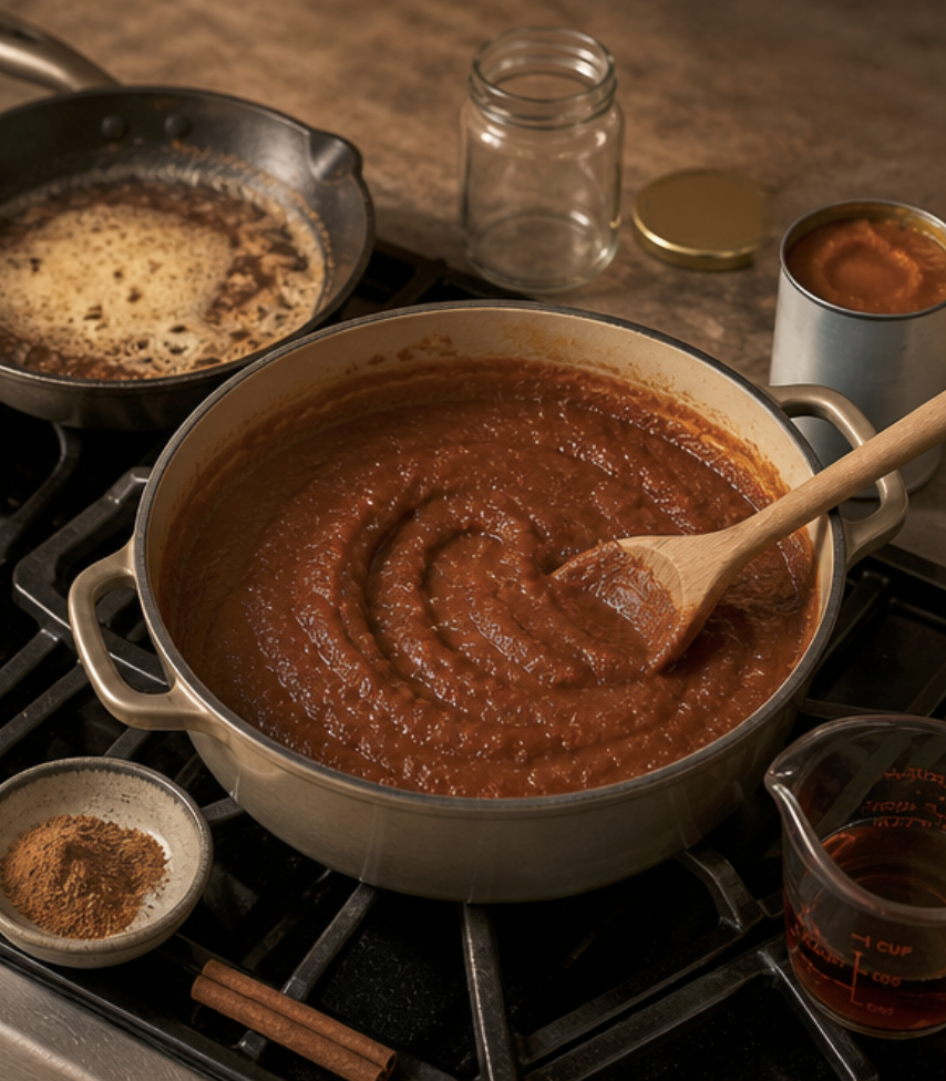Brown Butter Maple Pumpkin Butter in a Glass Wide Mouth Jar