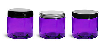 PURPLE PET JARS W/ VARIETY OF CAPS