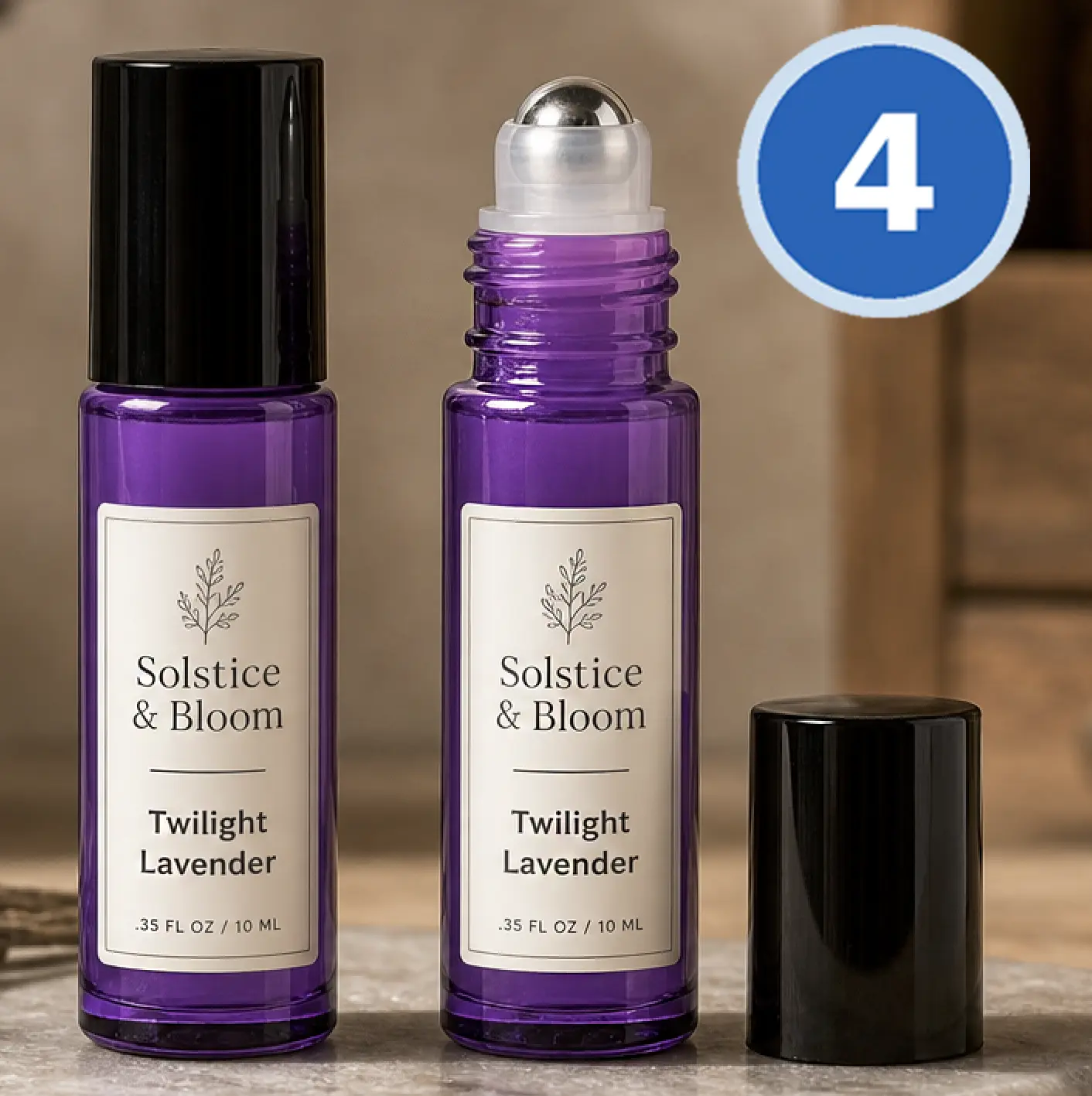 Purple Coated Glass Roll-On Bottles