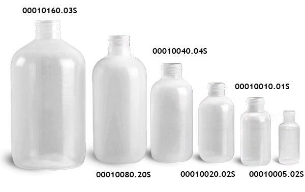 Natural LDPE Boston Round Bottles (Bulk), Caps NOT Included