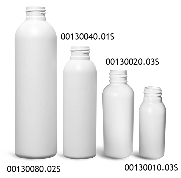 White HDPE Cosmo Round Bottles (Bulk), Caps NOT Included