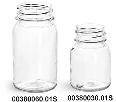 Clear Plastic Bottles, PET Wide Mouth Round Bottles (Bulk), Caps Not Included