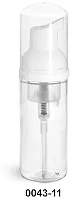 PET Plastic Bottles, Clear Foaming Pump Bottles w/ White Foamer Pumps