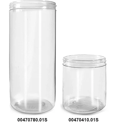 PET Plastic Jars, Round Flair Clear PET Jars (Bulk), Caps Not Included   