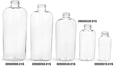 Clear PET Cosmo Oval Bottles (Bulk), Caps Not Included