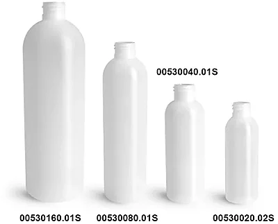 Natural HDPE Cosmo Round Bottles (Bulk), Caps NOT Included