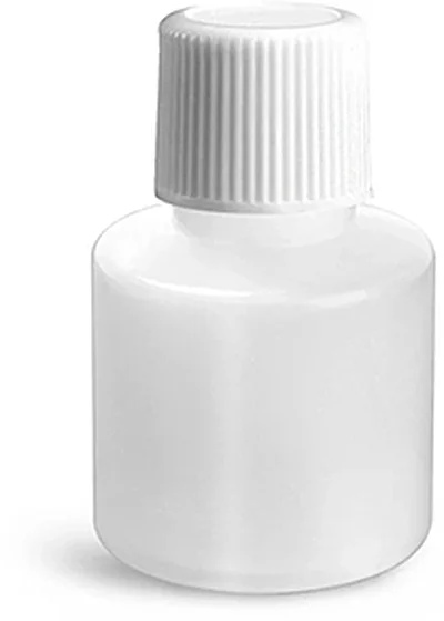 LDPE Plastic Bottles, Natural Cylinder Bottles w/ Black Screwcap