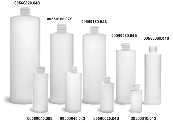 Natural HDPE Cylinder Bottles (Bulk), Caps NOT Included