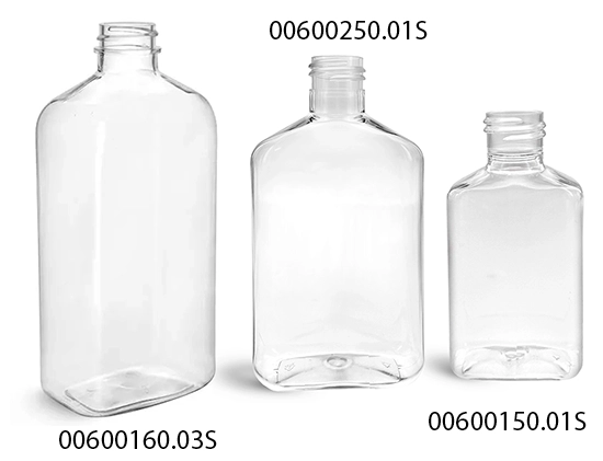 Clear PET Oblong Bottles (Bulk), Caps NOT Included