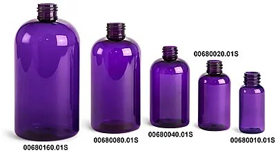 Purple PET Boston Round Bottles (Bulk), Caps NOT Included
