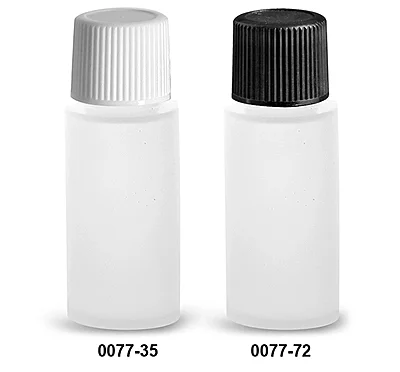 LDPE Plastic Bottles, Natural Cylinder Bottles w/ Screw Caps
