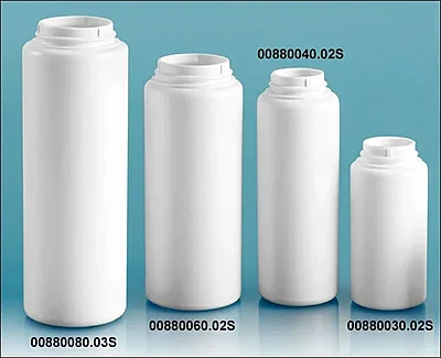 White HDPE Powder Bottles (Bulk) Caps NOT Included