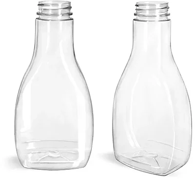 Plastic Bottles, Clear PET Oblong Sauce Bottles (Bulk) Caps NOT Included