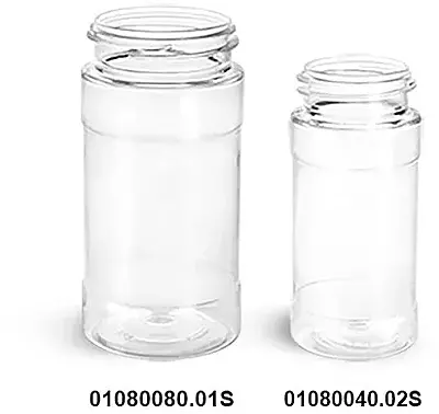 oz Clear PET Spice Bottles w/ Red Pressure Sensitive Lined Caps