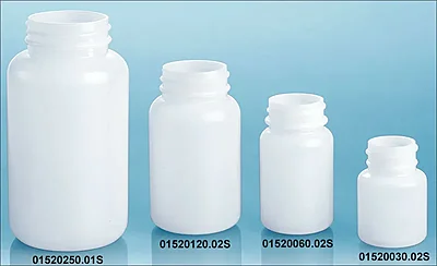 Natural HDPE Pharmaceutical Rounds (Bulk), Caps NOT Included