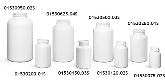 White HDPE Pharmaceutical Round Bottles (Bulk), Caps NOT Included