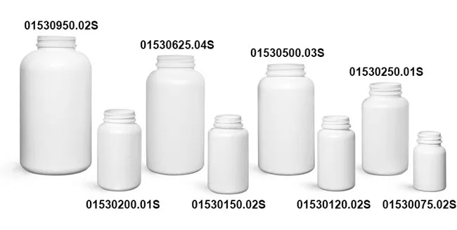 White HDPE Pharmaceutical Round Bottles (Bulk), Caps NOT Included