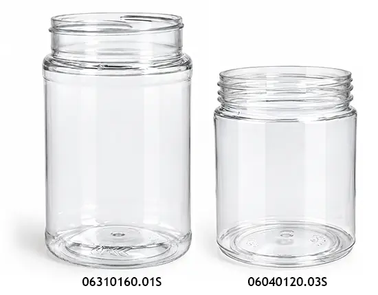 Food Jars, Clear PET Plastic Jars (Bulk), Caps NOT Included