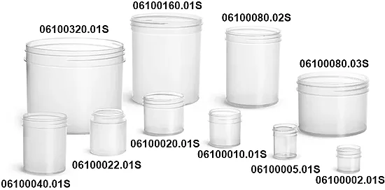 Natural Plastic Jars, Polypropylene Jars (Bulk), Caps Not Included