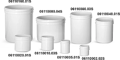 White Polypropylene Jars  (Bulk), Caps Not Included