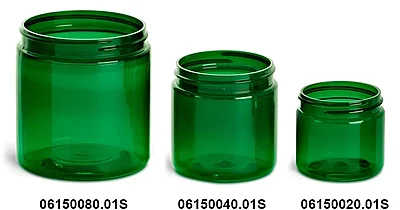 Green PET Straight Sided Jars  (Bulk), Caps Not Included