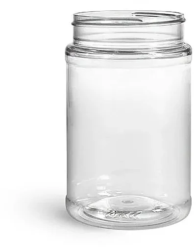 Food Jars, 16 oz Clear PET Plastic Jars (Bulk), Caps NOT Included
