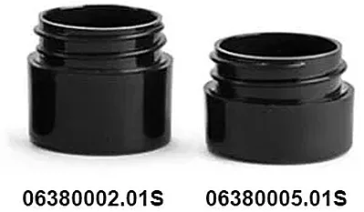 Black Polypropylene Straight Sided Thick Wall Jars (Bulk), Caps NOT Included