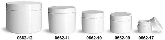 Polypropylene Plastic Jars, White Double Wall Jars w/ White Lined Caps