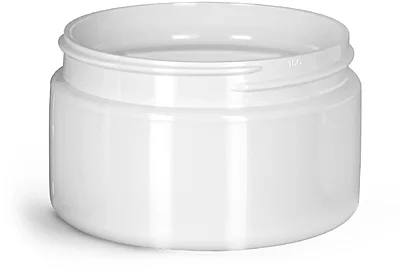 Plastic Jars, White PET Heavy Wall Jars (Bulk), Caps NOT Included