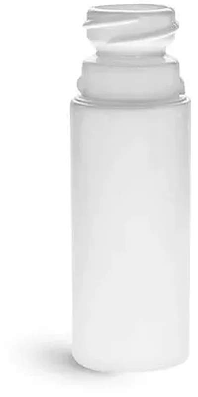 Plastic Bottles, White HDPE Child Resistant Roll-On Cylinder Bottles (Bulk), Caps NOT Included